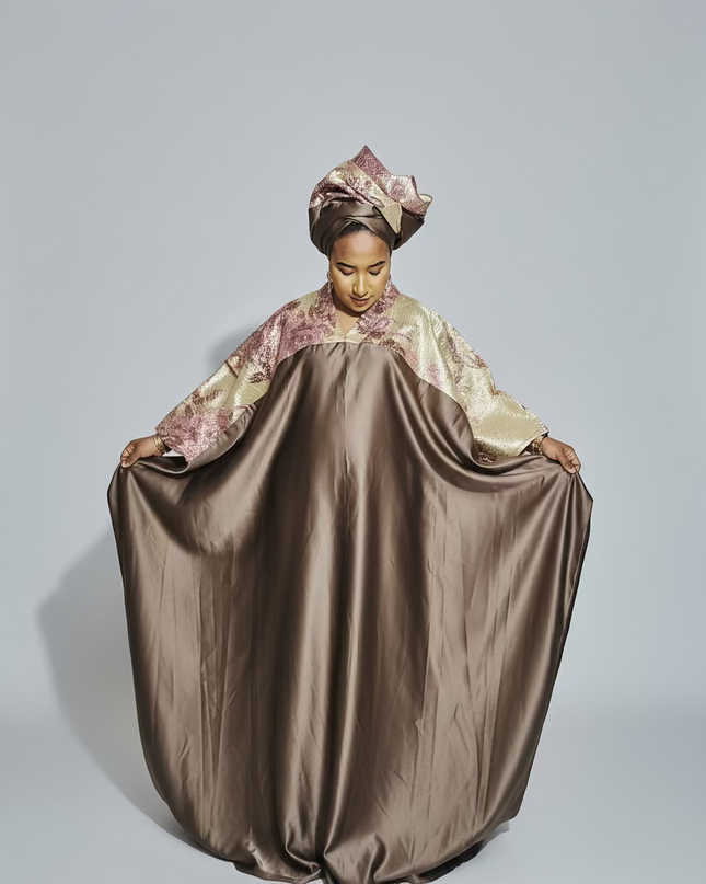 Boubou mikado brocart - marron