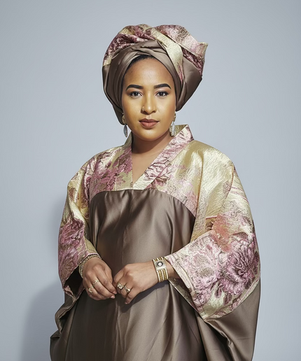 Boubou mikado brocart - marron