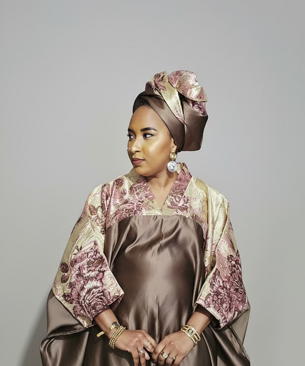 Boubou mikado brocart - marron