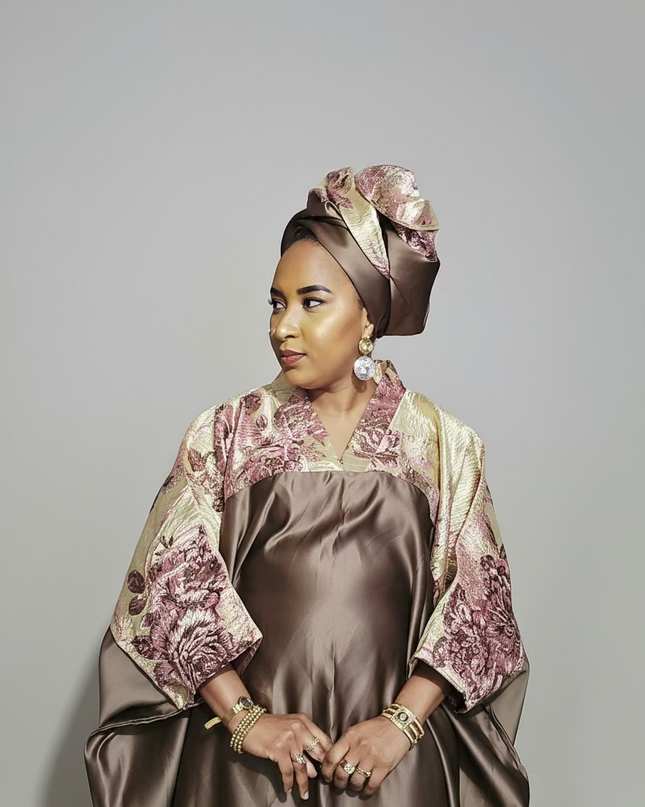 Boubou mikado brocart - marron