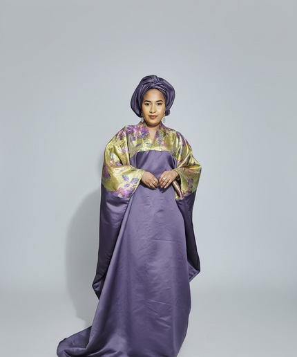Boubou mikado brocart - prune