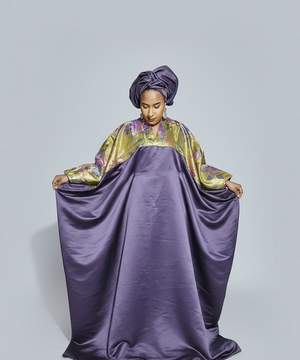 Boubou mikado brocart - prune