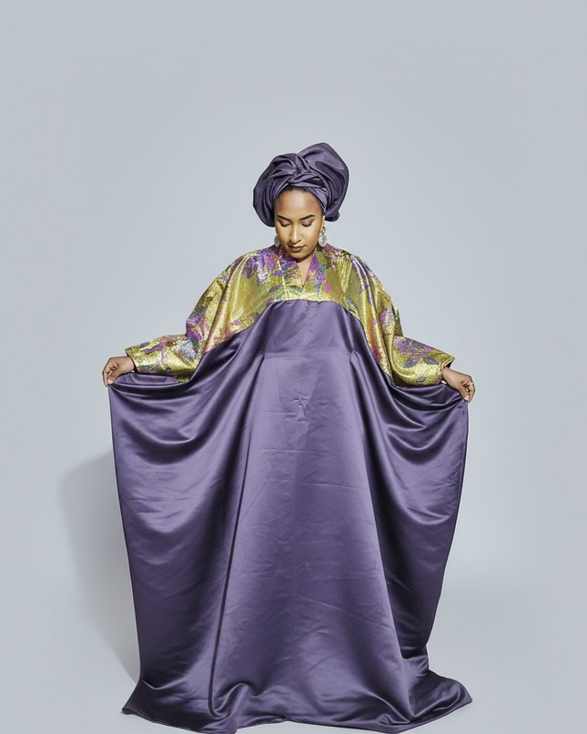 Boubou mikado brocart - prune