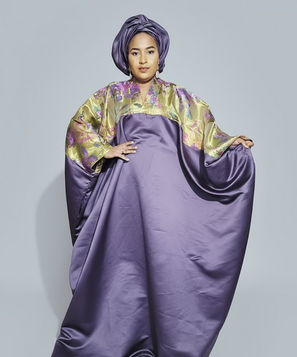Boubou mikado brocart - prune