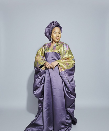Boubou mikado brocart - prune