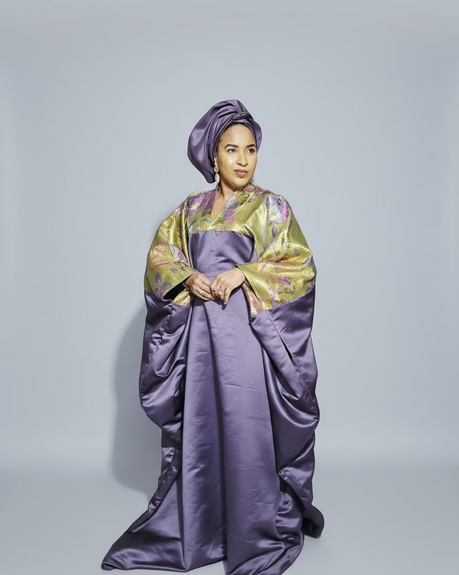 Boubou mikado brocart - prune