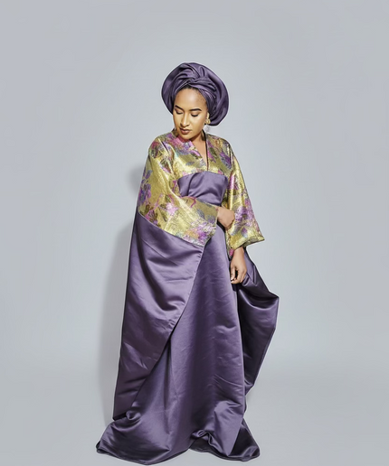 Boubou mikado brocart - prune