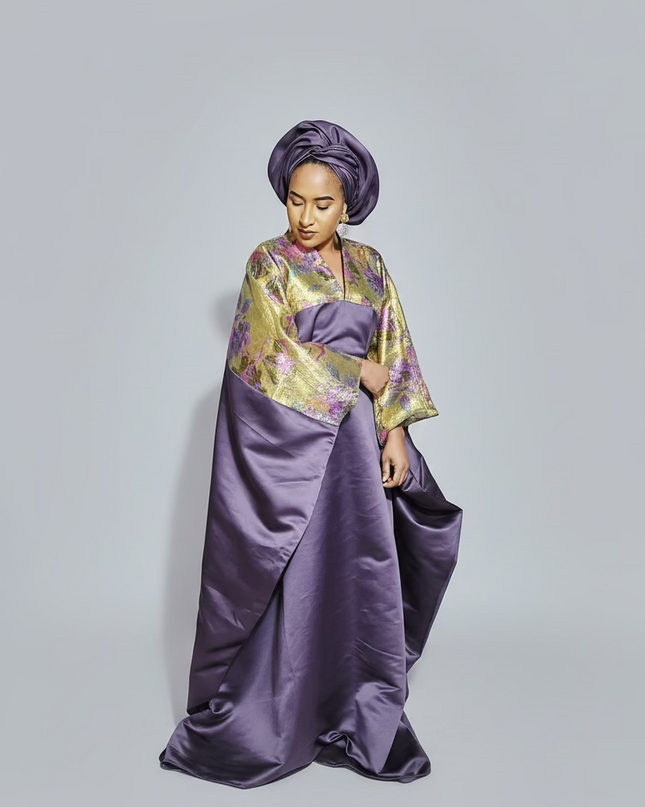 Boubou mikado brocart - prune