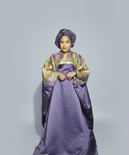 Boubou mikado brocart - prune