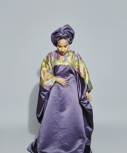 Boubou mikado brocart - prune