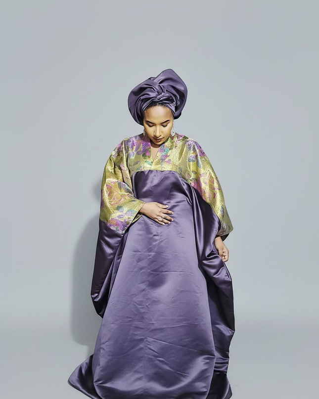 Boubou mikado brocart - prune