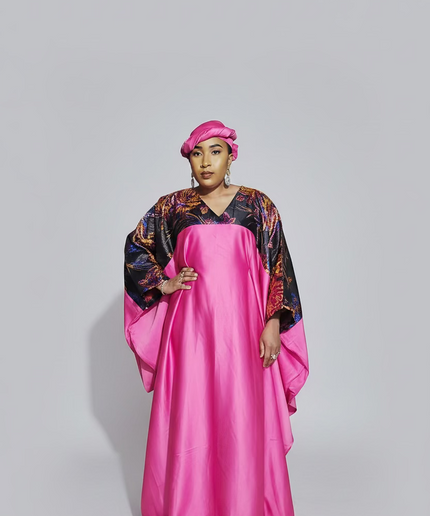 Boubou mikado brocart - Fuchsia