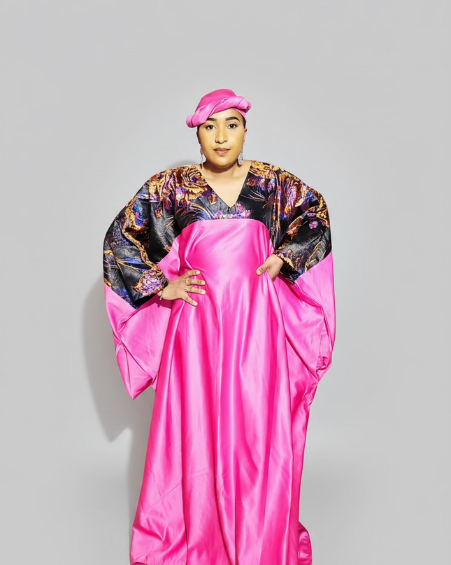Boubou mikado brocart - Fuchsia