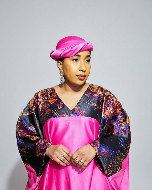 Boubou mikado brocart - Fuchsia