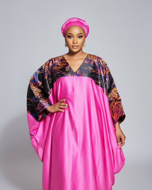 Boubou mikado brocart - Fuchsia