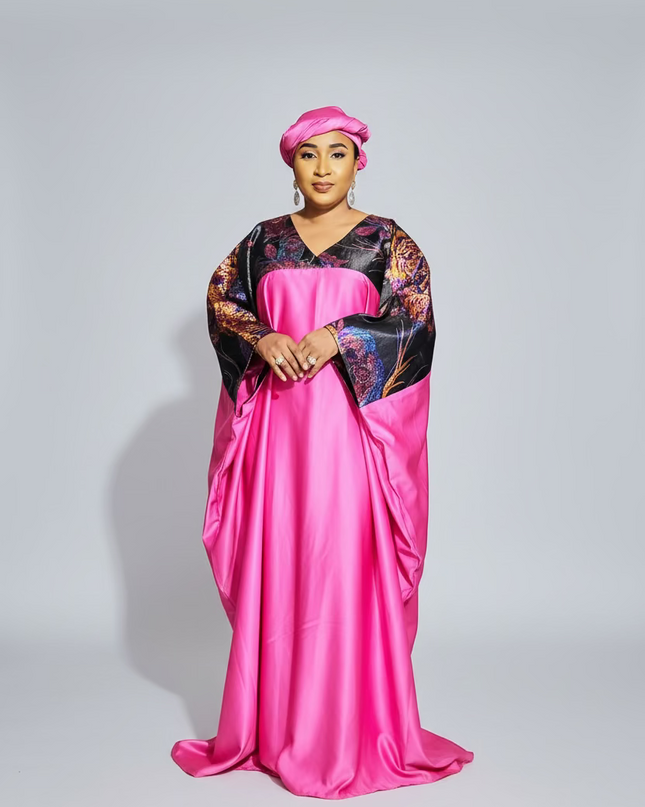 Boubou mikado brocart - Fuchsia
