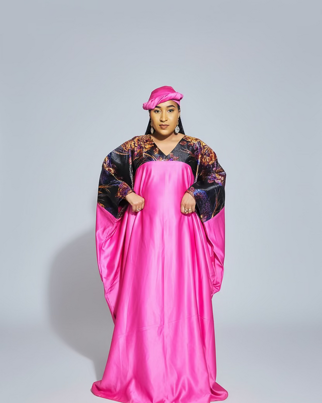 Boubou mikado brocart - Fuchsia