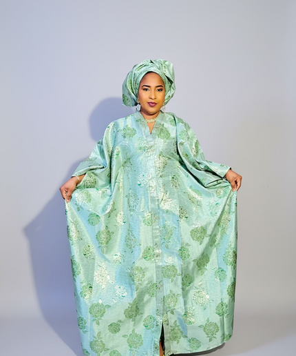 Boubou organza damask  - Vert