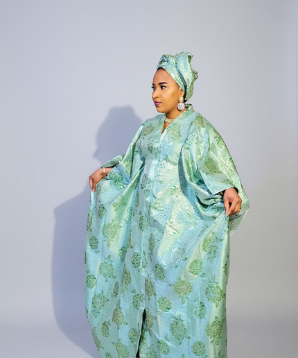 Boubou organza damask  - Vert