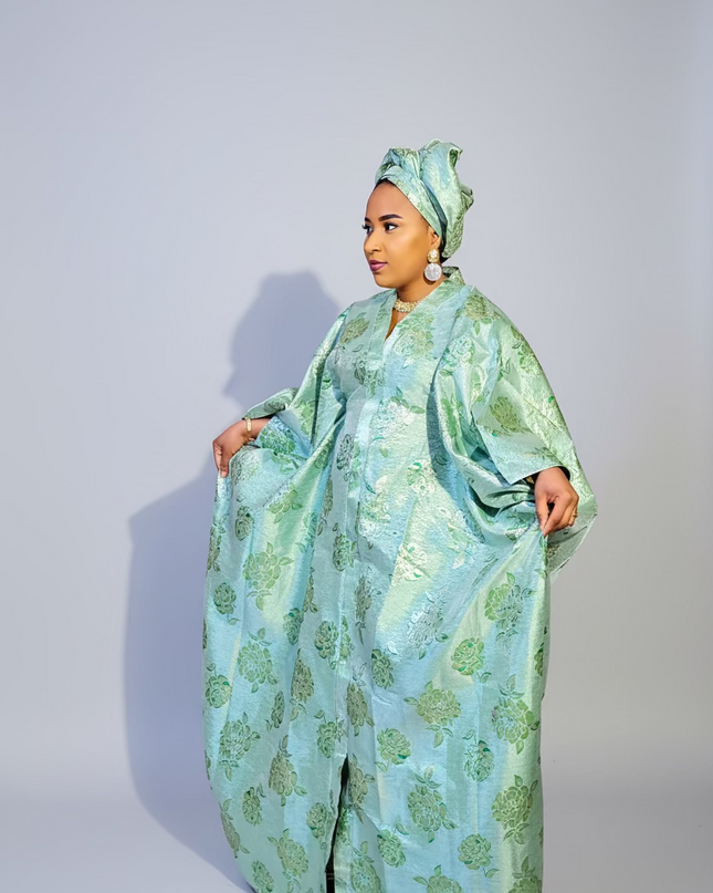 Boubou organza damask  - Vert