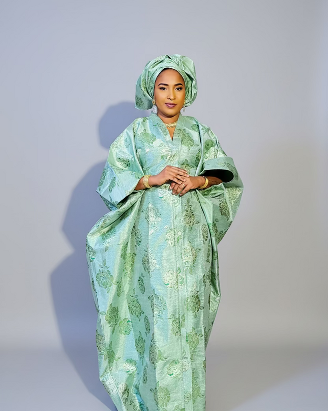 Boubou organza damask  - Vert