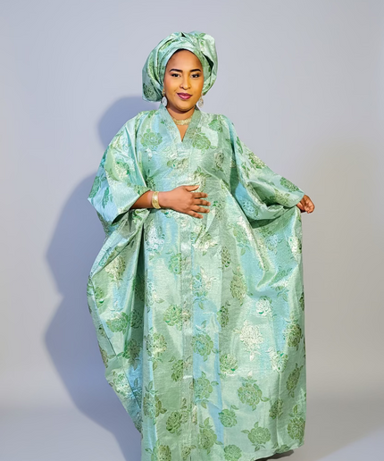 Boubou organza damask  - Vert