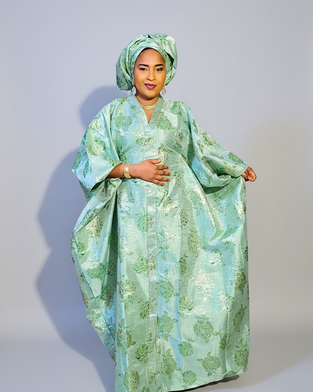 Boubou organza damask  - Vert