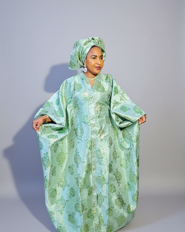 Boubou organza damask  - Vert
