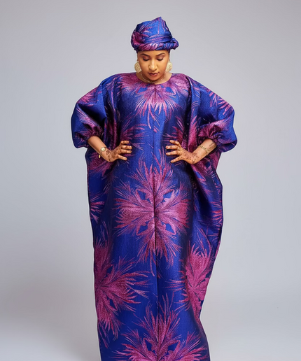 Boubou aminata brocart flower - Bleu