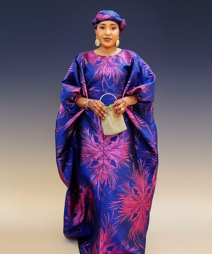 Boubou aminata brocart flower - Bleu