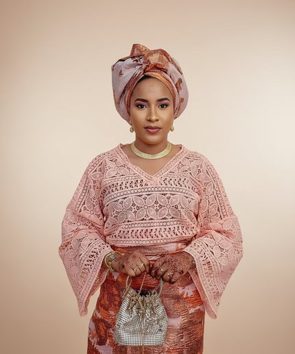 Ensemble anango brocart dentelle - Rose
