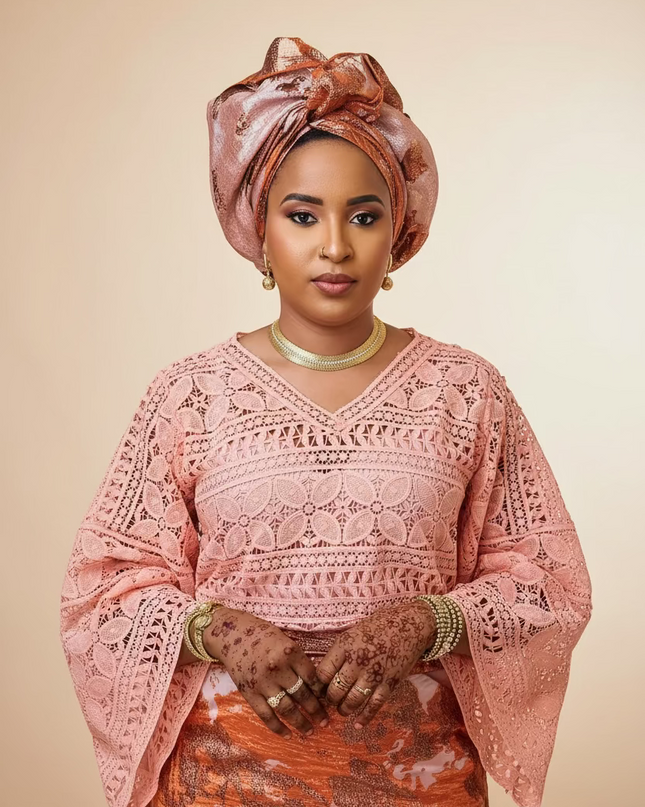 Ensemble anango brocart dentelle - Rose