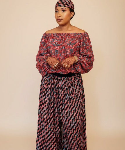 Ensemble crêpe pantalon large - Fleuri