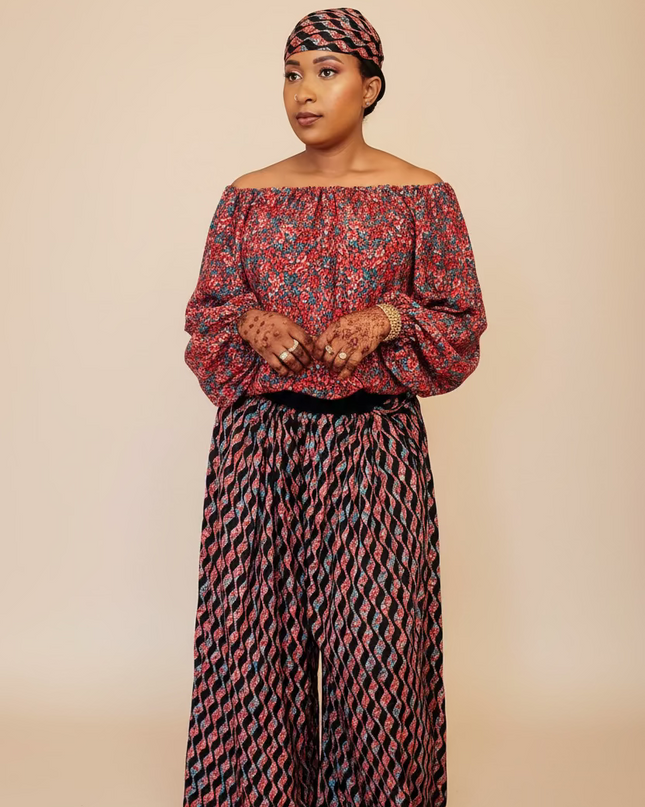 Ensemble crêpe pantalon large - Fleuri