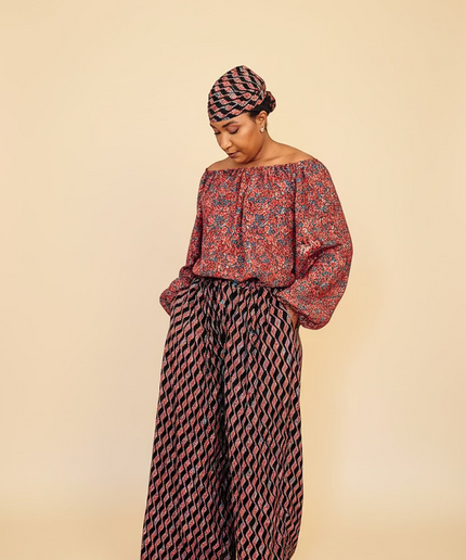 Ensemble crêpe pantalon large - Fleuri