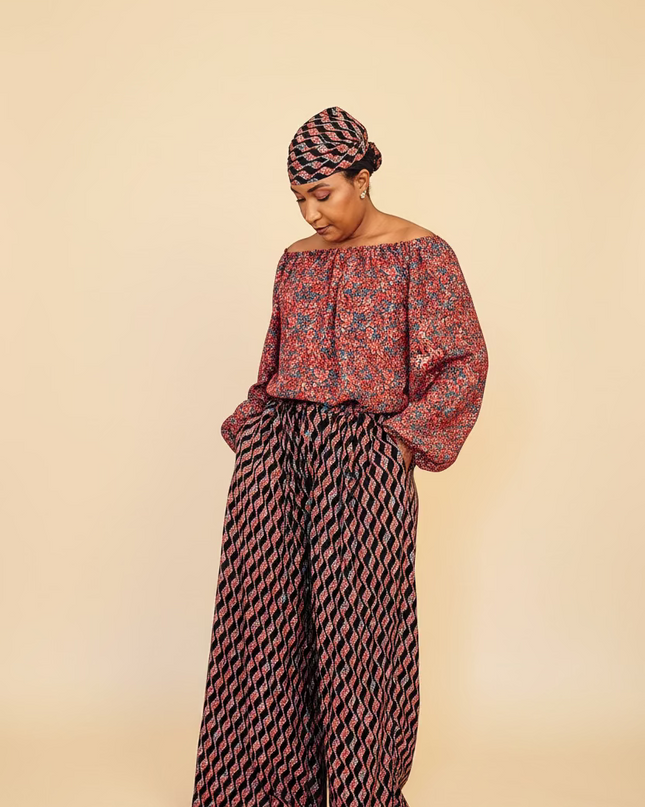 Ensemble crêpe pantalon large - Fleuri