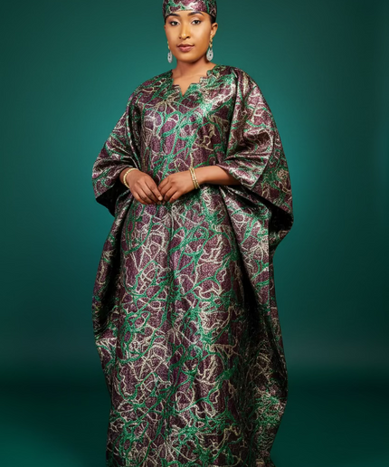 Robe brocart métallique - Marron