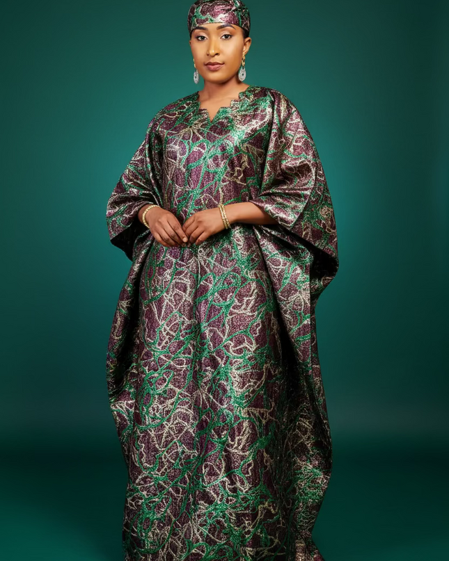 Robe brocart métallique - Marron
