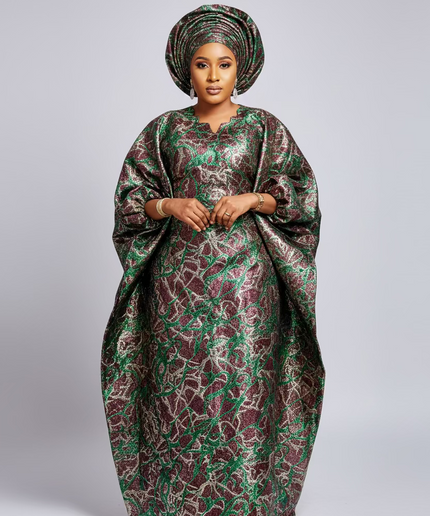 Robe brocart métallique - Marron