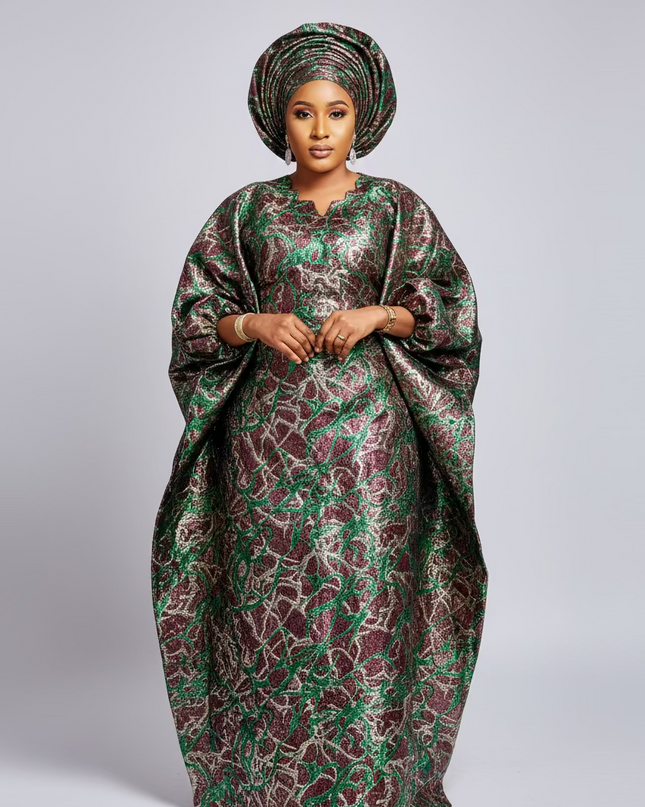 Robe brocart métallique - Marron