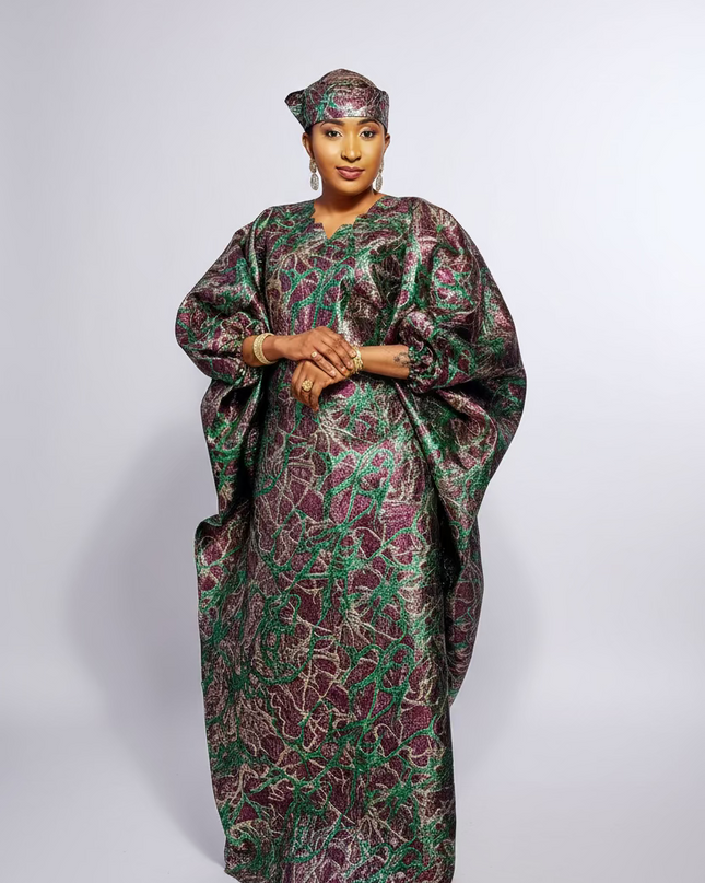 Robe brocart métallique - Marron