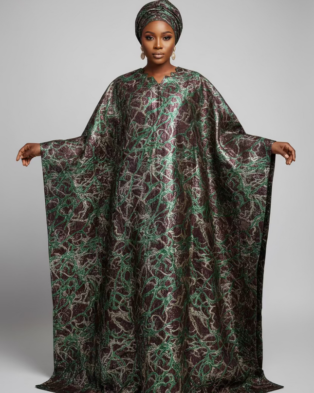 Robe brocart métallique - Marron