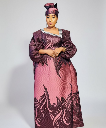Boubou Namisata brocart spiral - Rose
