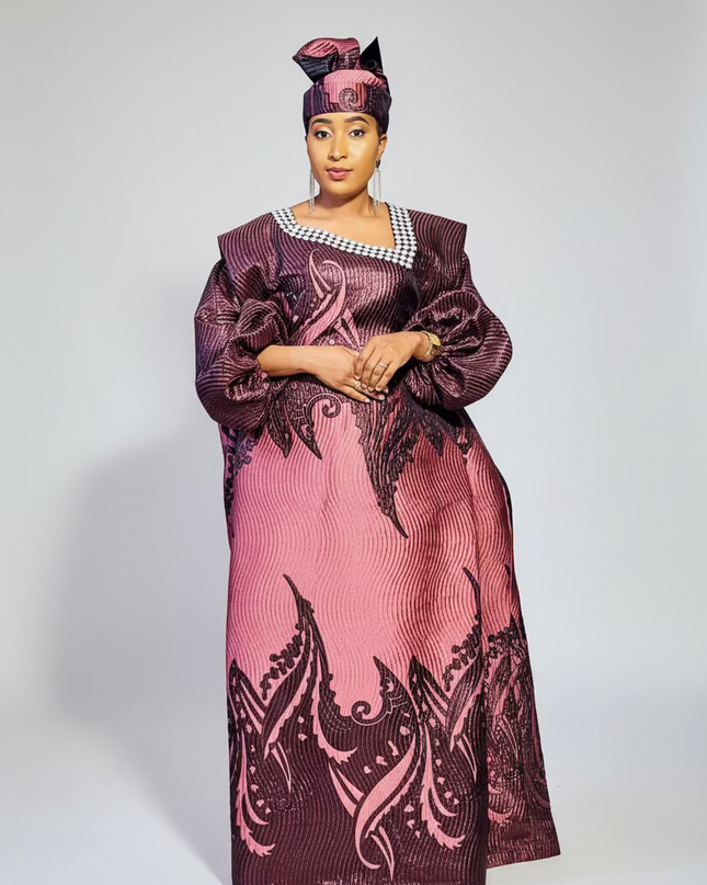 Boubou Namisata brocart spiral - Rose