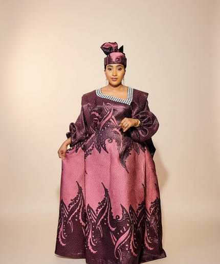 Boubou Namisata brocart spiral - Rose