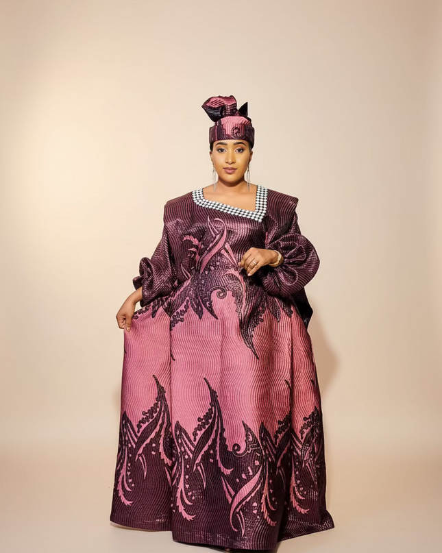 Boubou Namisata brocart spiral - Rose