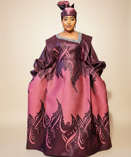 Boubou Namisata brocart spiral - Rose