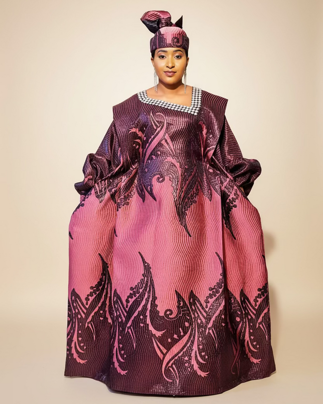 Boubou Namisata brocart spiral - Rose