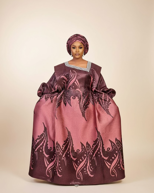 Boubou Namisata brocart spiral - Rose