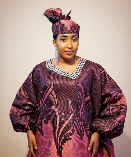 Boubou Namisata brocart spiral - Rose